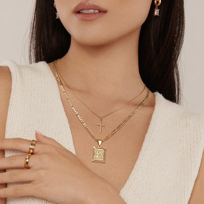 Set Collar Cruz con Inicial | Golden (6/9)