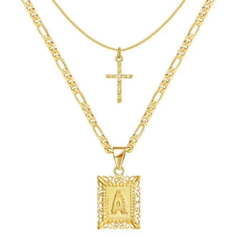 Set Collar Cruz con Inicial | Golden