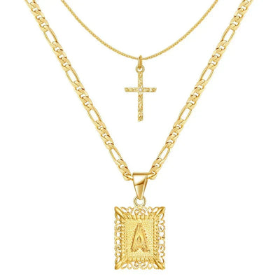 Set Collar Cruz con Inicial | Golden (1/9)