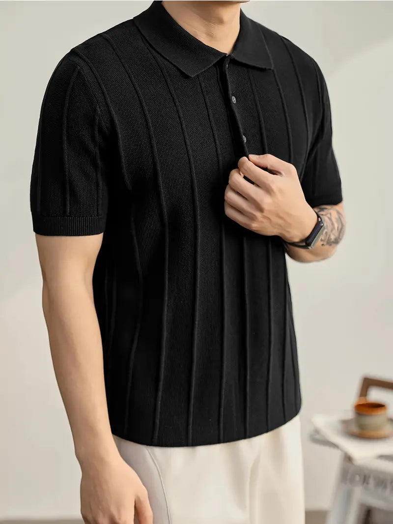 Leo Textured Knit Polo Shirt