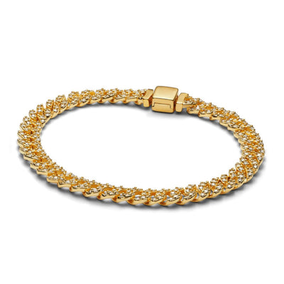 Pave Cuban Bracelet | Golden Blanco (3/8)