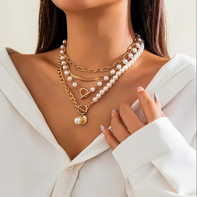 Set Collar Serpiente y Perlas Vintage | Golden (6/7)
