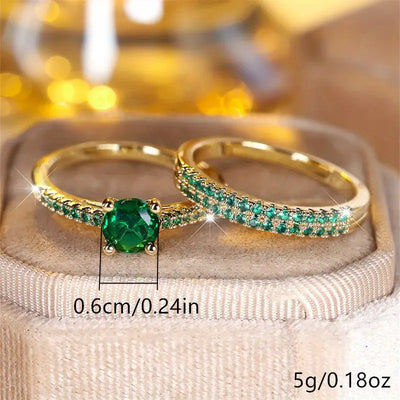 Set Dúo de Anillos Esmeralda Serena | Golden (4/4)
