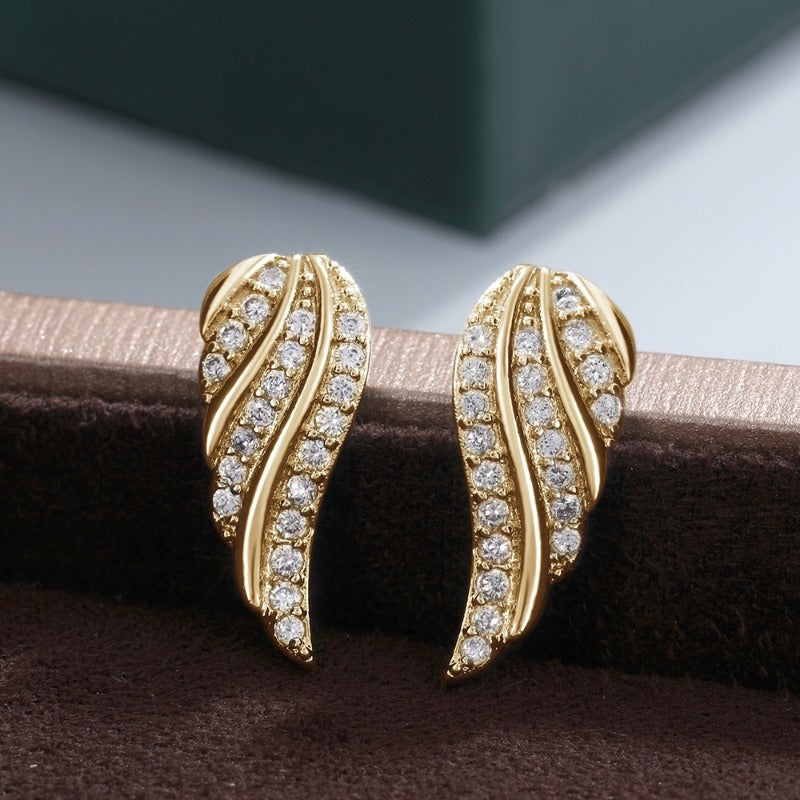Pendientes Hoja Moderna Pavé | Golden