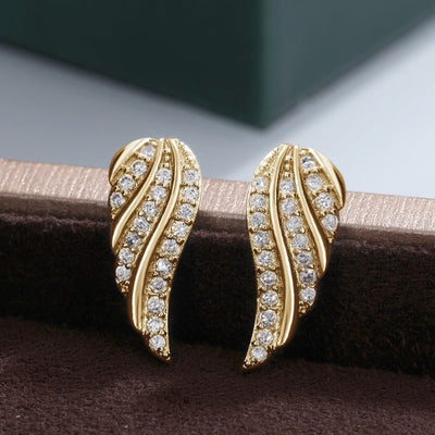 Pendientes Hoja Moderna Pavé | Golden (1/2)