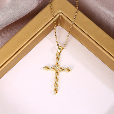 Collar Cruz con Cristal | Golden (2/3)