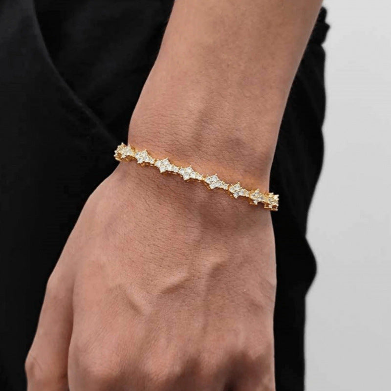Classic Cluster Tennis Bracelet | Golden Blanco