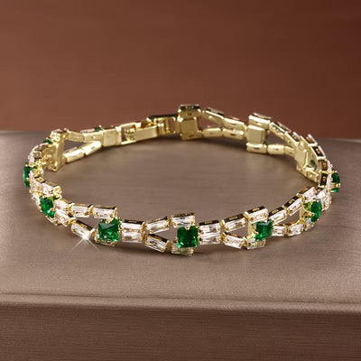 Pulsera de Tenis Verde Link | Golden (1/2)