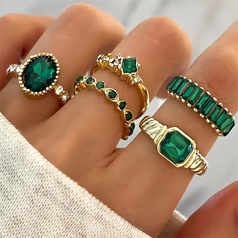 Set de Anillos Esmeralda Zarina | Golden (1/3)