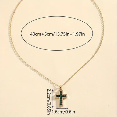 Collar Colgante Cruz Esmeralda Soléne | Golden (4/4)