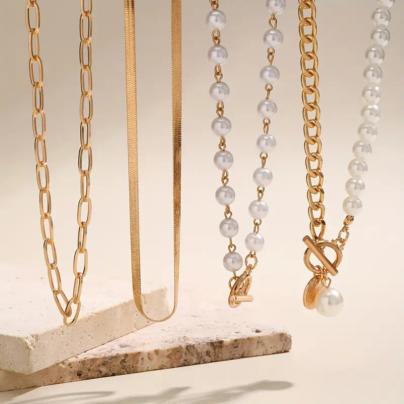 Set Collar Serpiente y Perlas Vintage | Golden