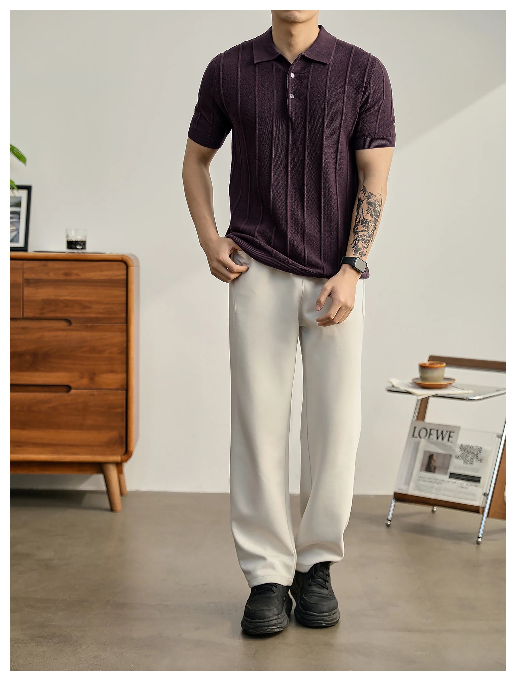 Leo Textured Knit Polo Shirt