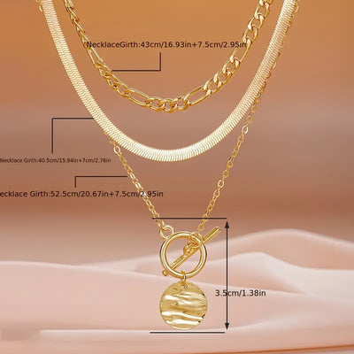 Collar Moneda Texturizada por Capas Savira | Golden (7/7)