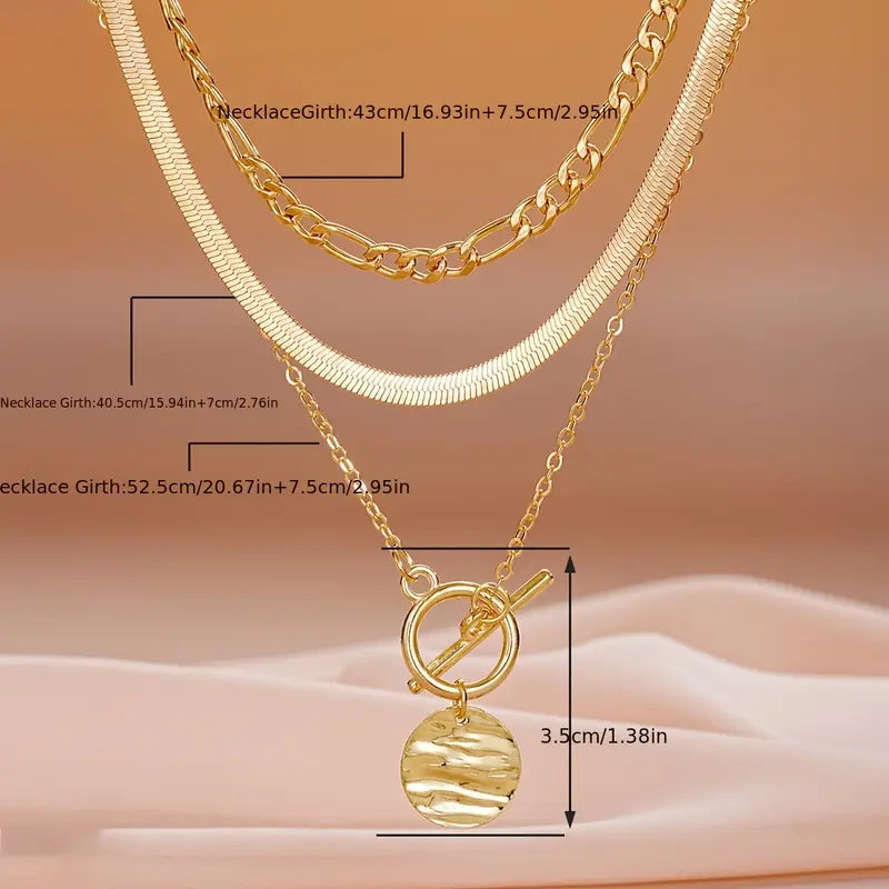 Collar Moneda Texturizada por Capas Savira | Golden (7/7)