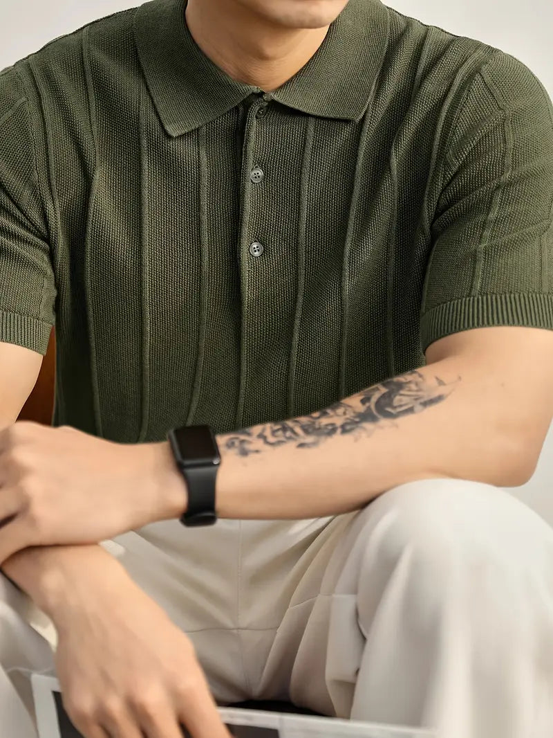 Leo Textured Knit Polo Shirt