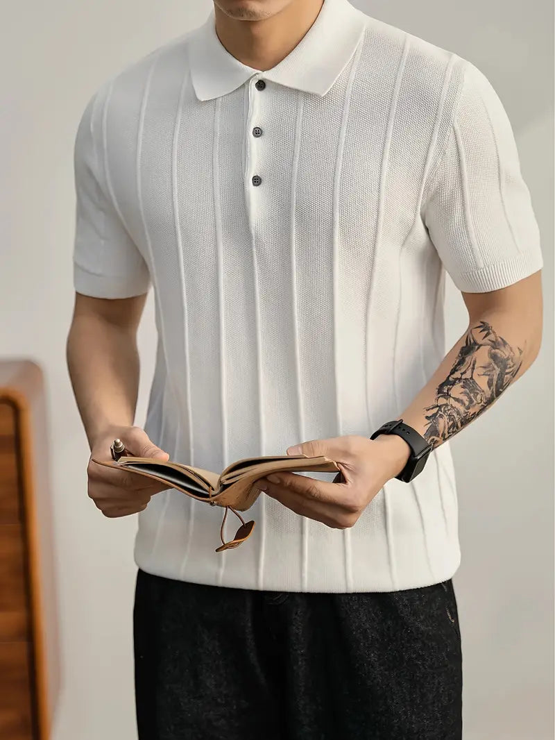 Leo Textured Knit Polo Shirt