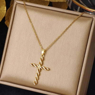 Collar Cruz con Cristal | Golden (1/3)