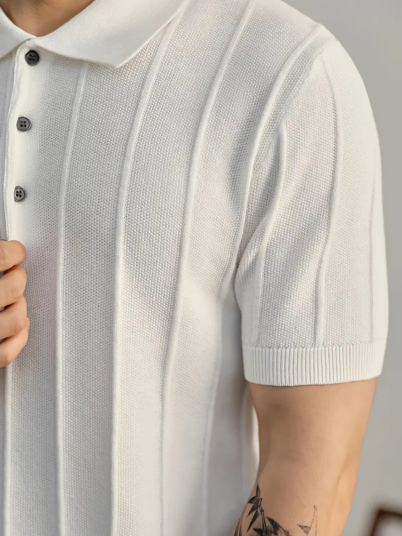 Leo Textured Knit Polo Shirt