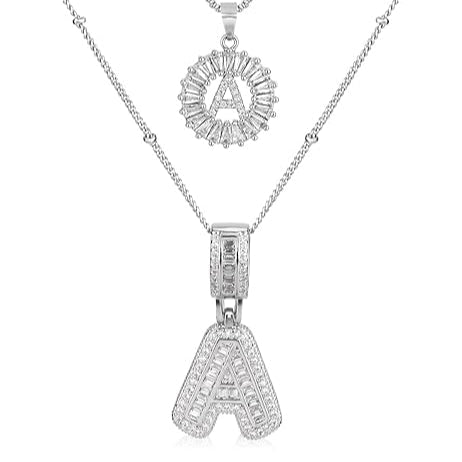 Pave letter initial necklace set | Golden Blanco (1/5)