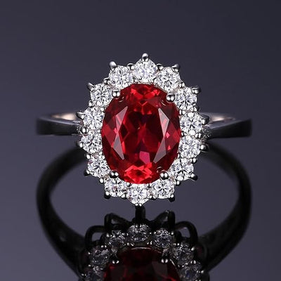 Anillo Halo Rubí Clásico | Golden Blanco (3/4)