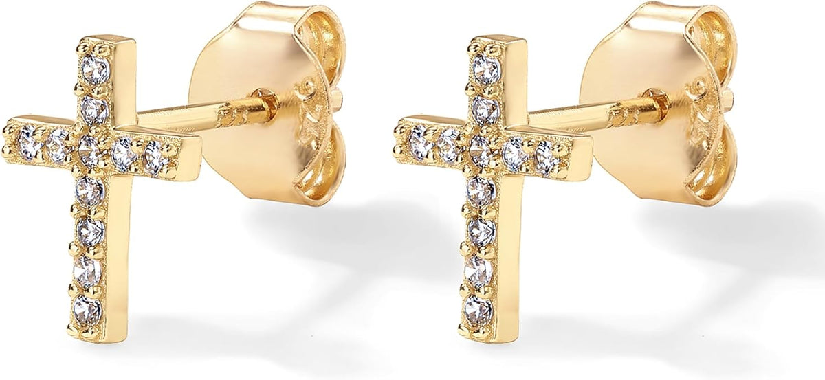 Pendientes Studs Cruz Pavé | Golden