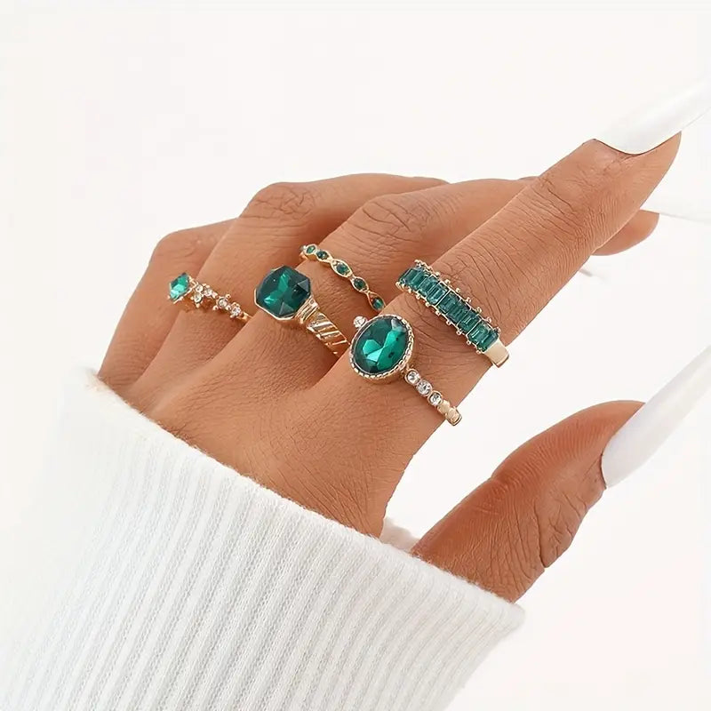 Set de Anillos Esmeralda Zarina | Golden