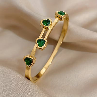 Pulsera Corazones Verde | Golden (2/2)