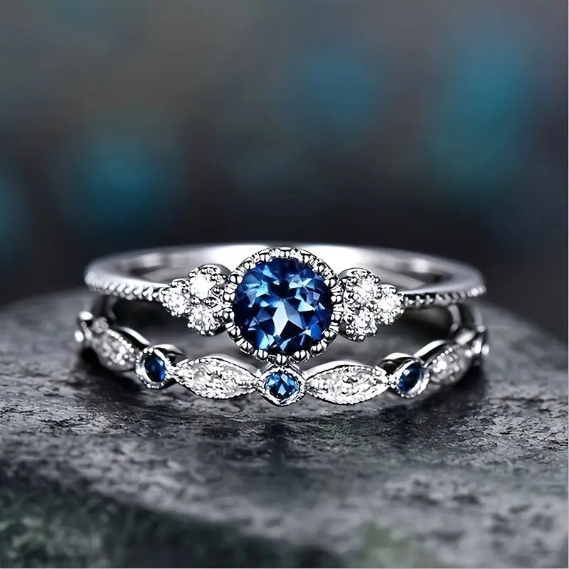 Set de Anillos Corona Sapphriel | Golden Blanco
