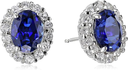 Pendientes Studs Zafiro Blanco Ovalado | Golden Blanco