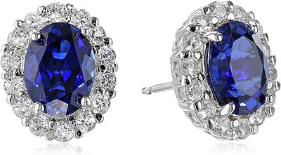 Pendientes Studs Zafiro Blanco Ovalado | Golden Blanco (1/2)