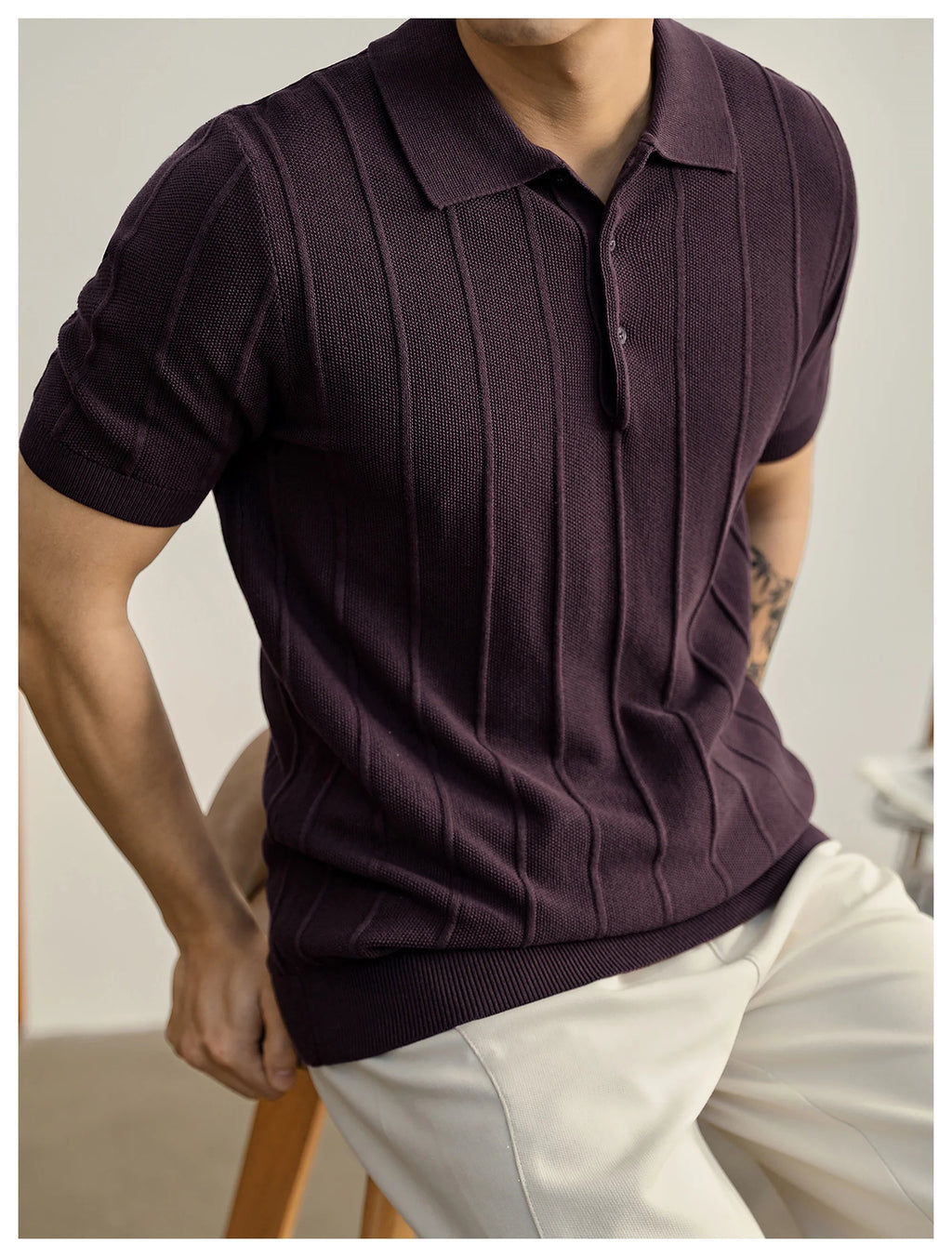 Leo Textured Knit Polo Shirt