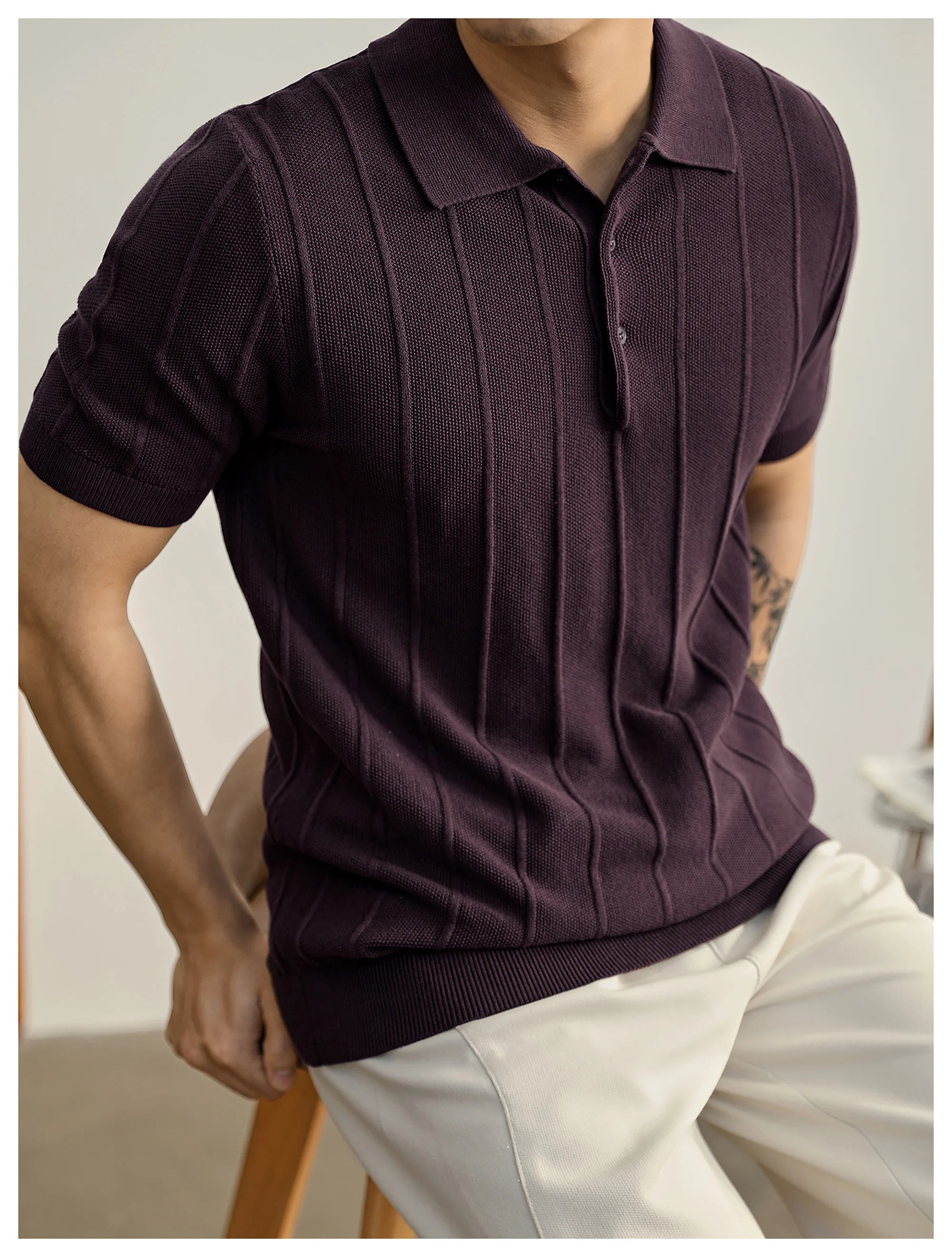 Leo Textured Knit Polo Shirt