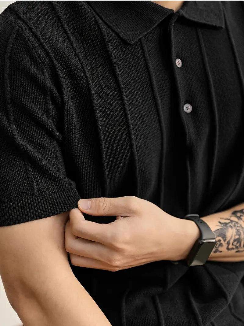 Leo Textured Knit Polo Shirt