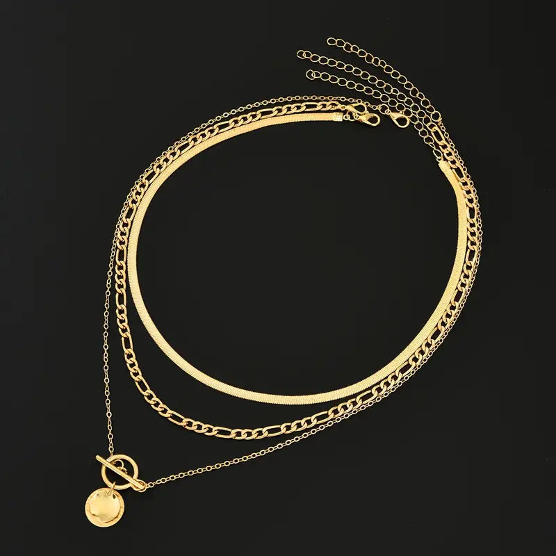 Collar Moneda Texturizada por Capas Savira | Golden (5/7)