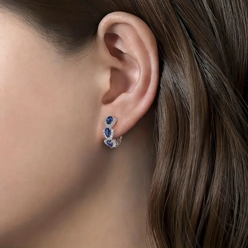 Pendientes Crest Zafiro Real | Golden Blanco (4/5)
