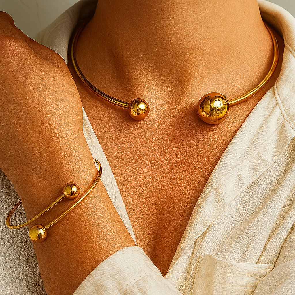 Set Collar y Pulsera Minimalista Glow | Golden