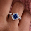 Anillo Flor Zafiro Cristal | Golden Blanco