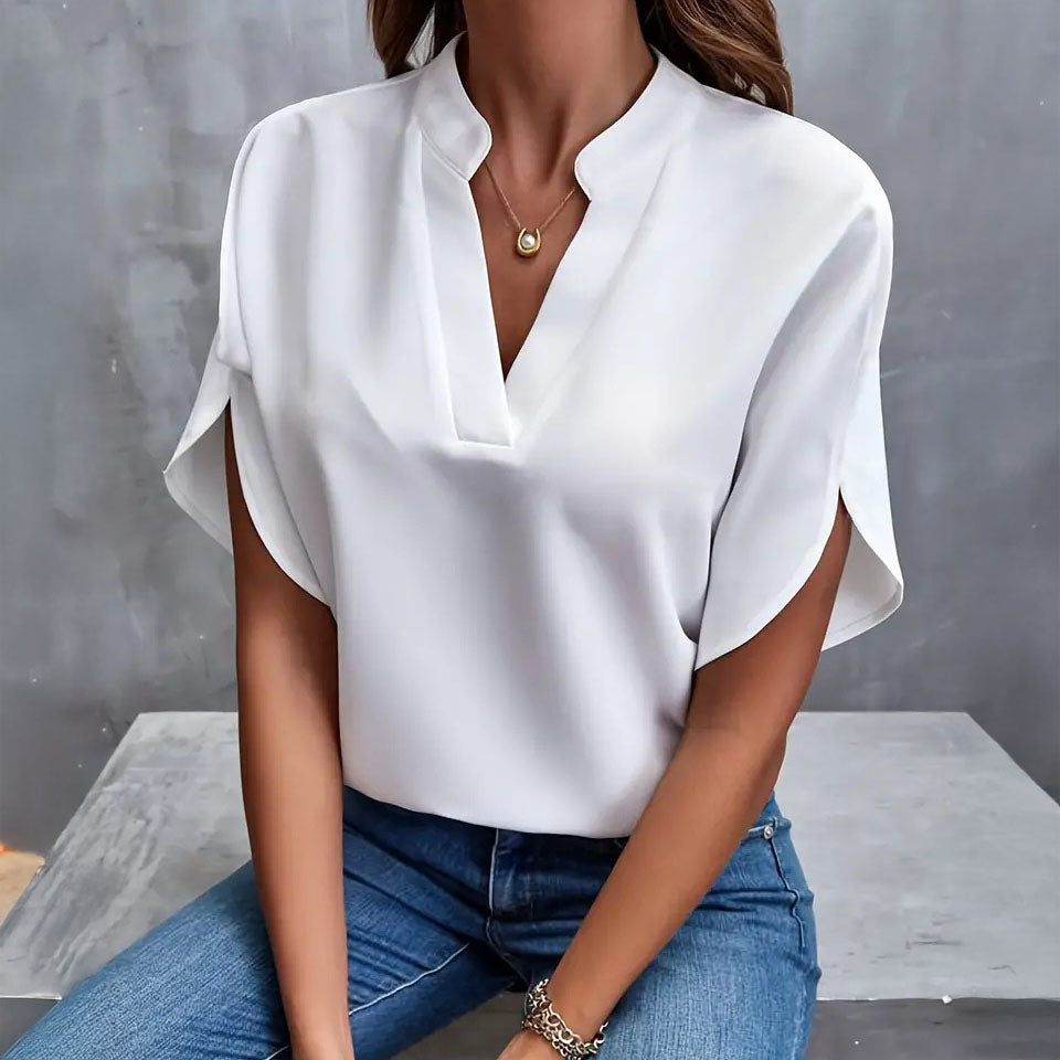 Sophia Draped V-Neck Blouse