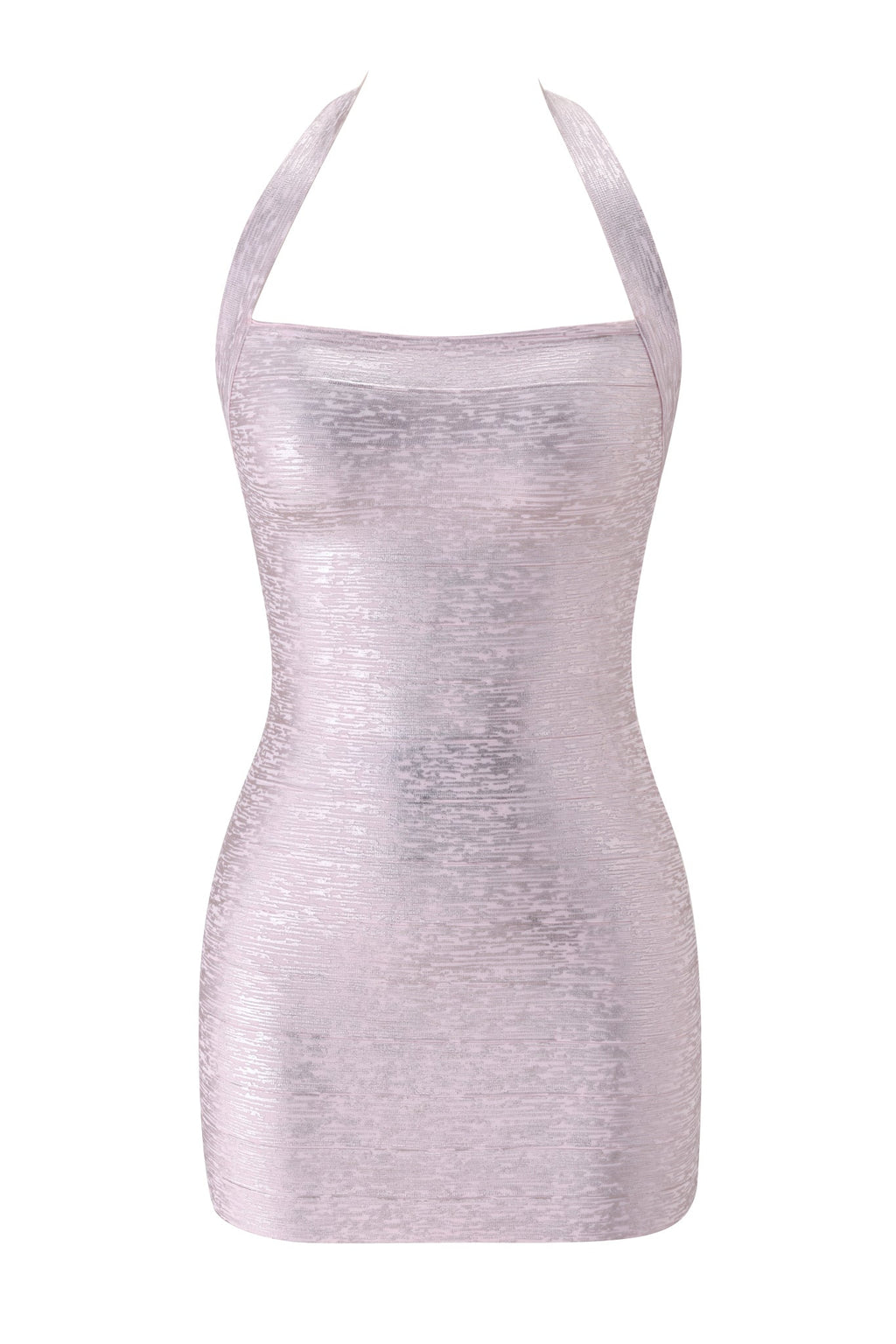 AIDEN PLATINUM BANDAGE MINI DRESS - PINK PEARL