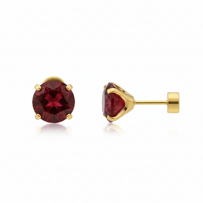Pendientes Studs Redondos de Rubí | Golden (1/3)