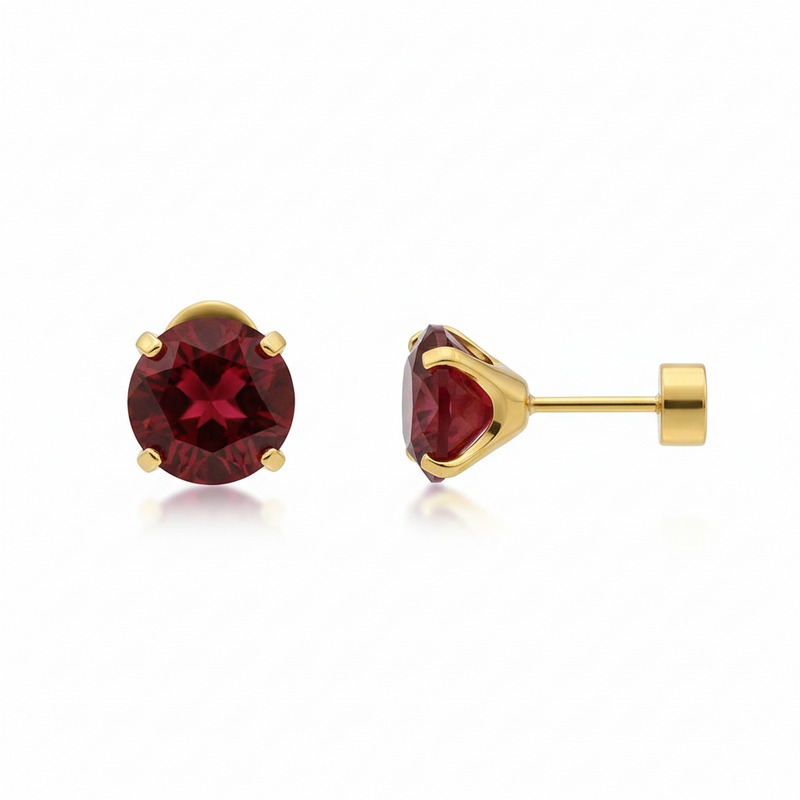 Pendientes Studs Redondos de Rubí | Golden (1/3)