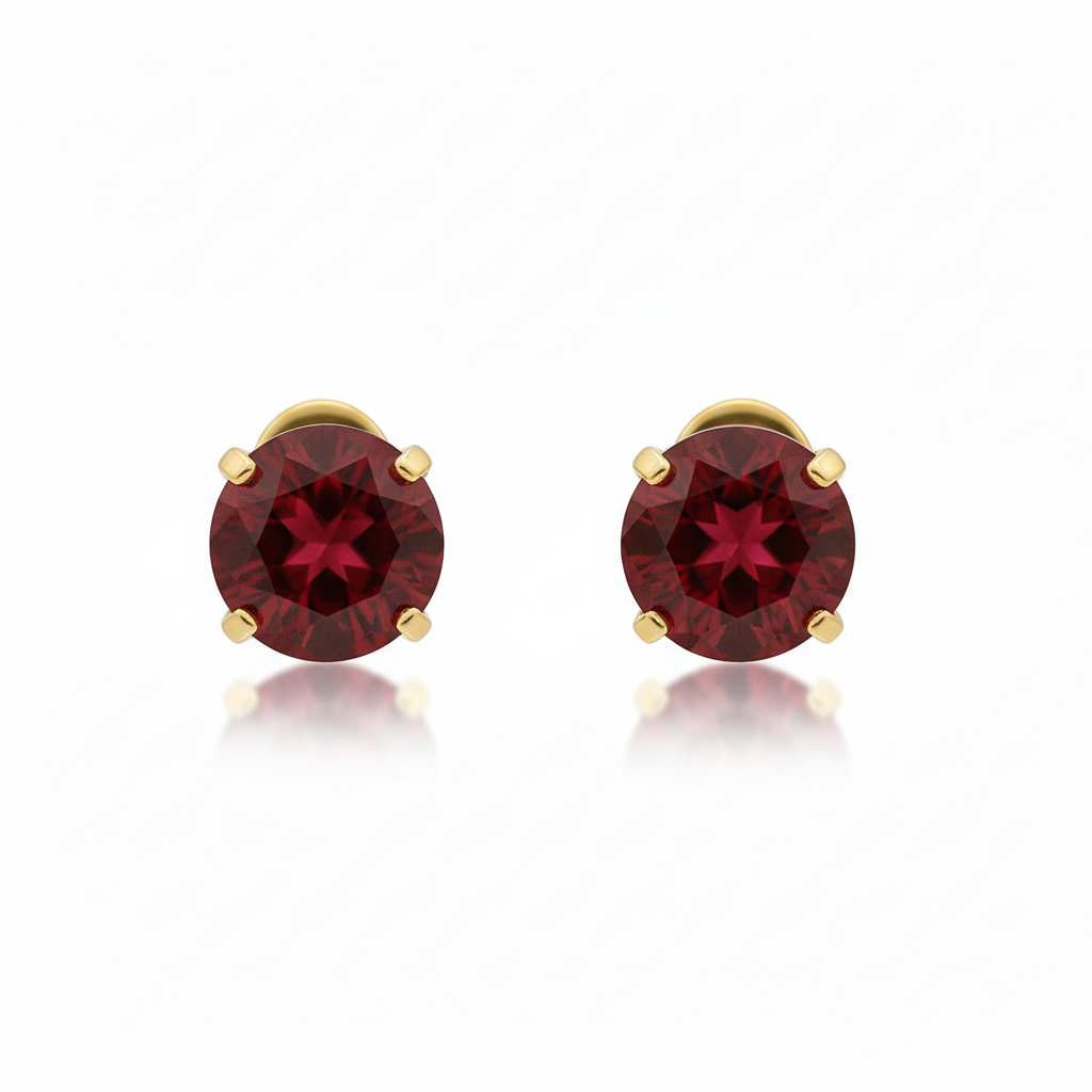 Pendientes Studs Redondos de Rubí | Golden