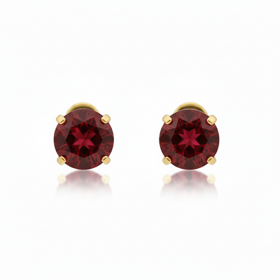 Pendientes Studs Redondos de Rubí | Golden (2/3)