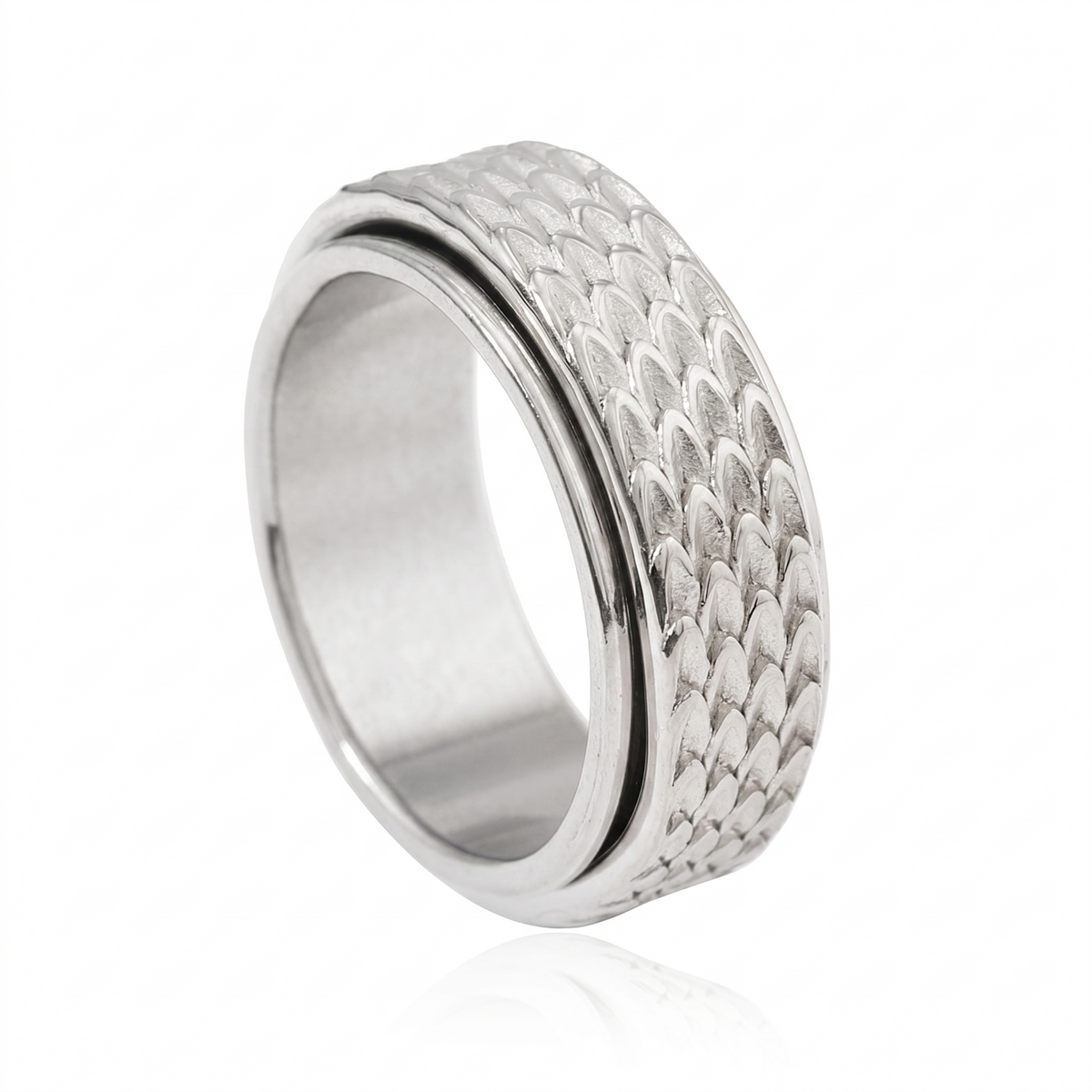 Toren Scale Spinner Ring | Golden Blanco