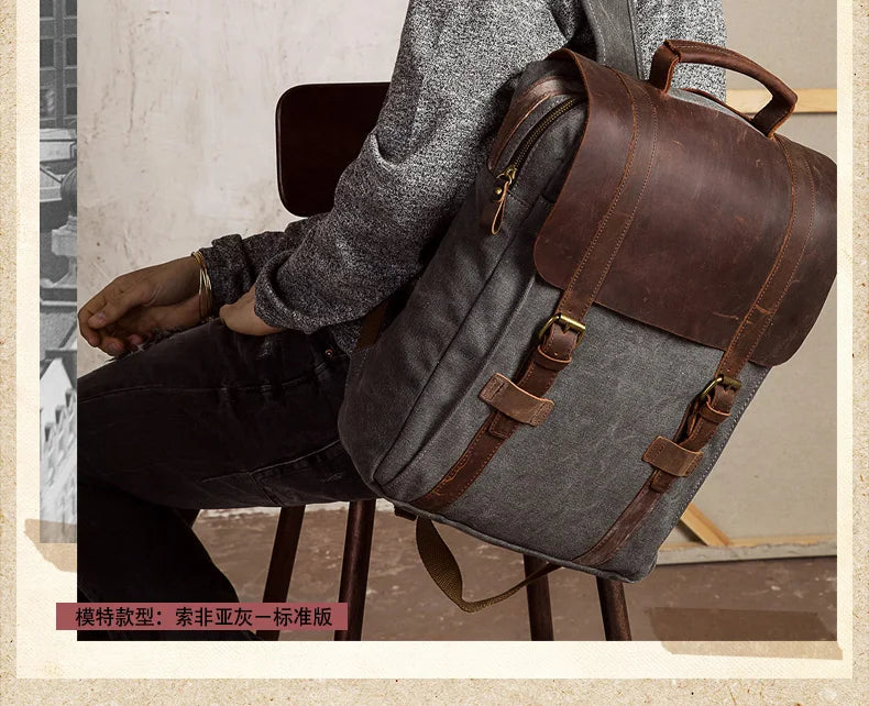 Ryder Canvas Leather Backpack