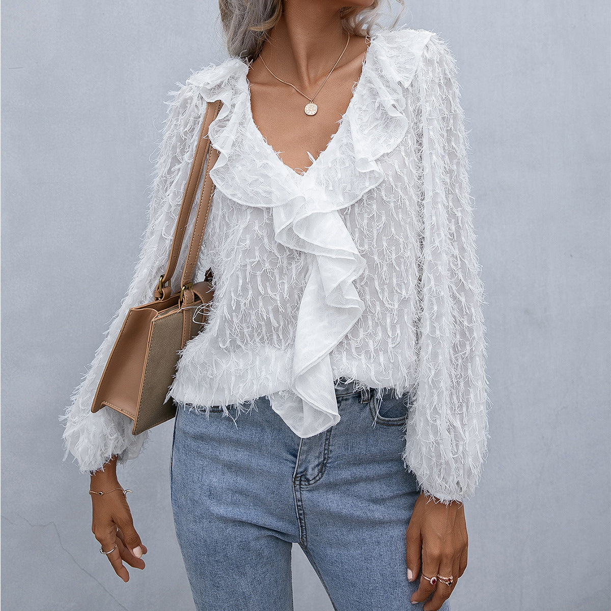 Lily Feathered Ruffle Top