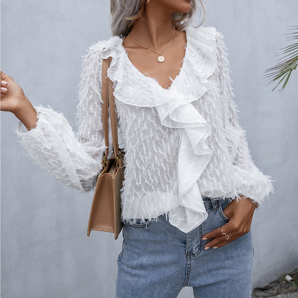 Lily Feathered Ruffle Top
