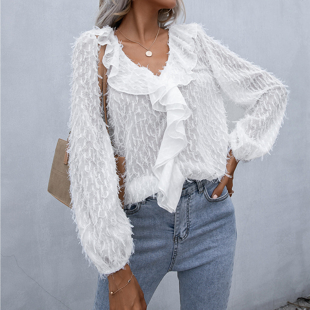 Lily Feathered Ruffle Top