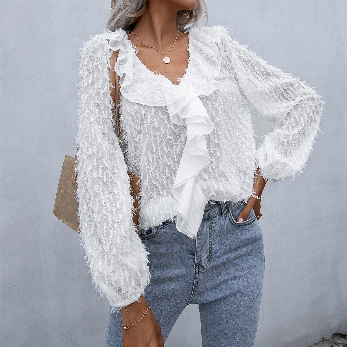 Lily Feathered Ruffle Top