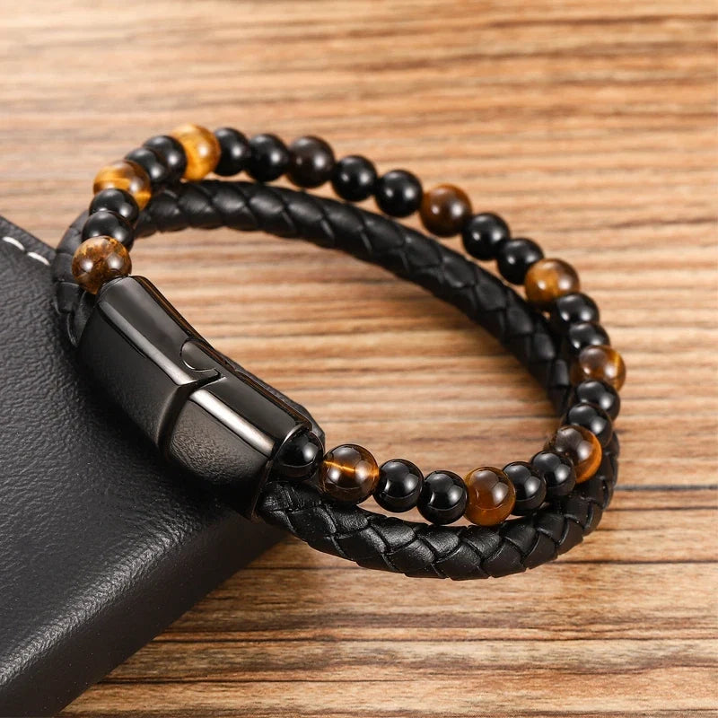 Orion Leather Bead Bracelet